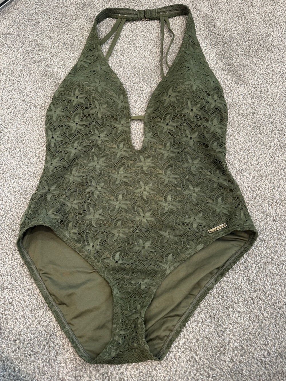 Vince Camuto Olive Lace Detail One-Piece